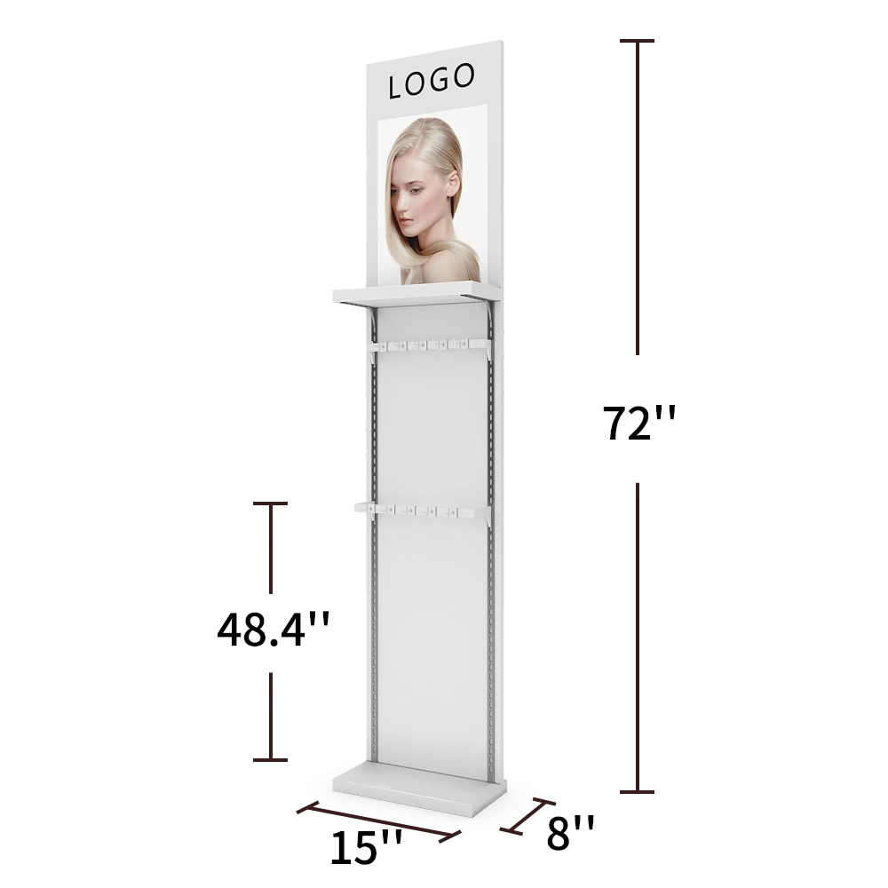 Factory sell metal custom mixed colors multi floor stand rack hair extensions display cabinet for salon