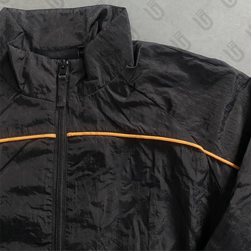 Custom mens clothing short and jacket jogger set two piece zipper polyester windbreaker tracksuit short set