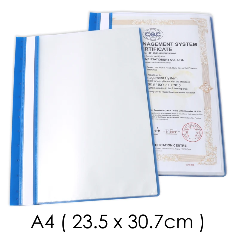 Foska Hot Sale Good quality A4 Document File Folder PP Plastic Clip Waterproof Transparent Office Stationery PP Documents Folder