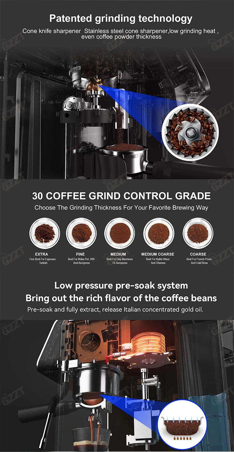 Dual Boiler Double pump Electric Coffee Machine Multi-functional Espresso With Bean Grinding Pressure For Home Hotel Office Use