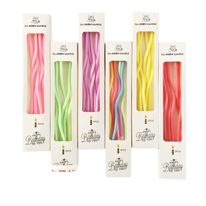 Wholesale creative Cake Decor Color Curved Birthday Candles Children Party Home Decor Birthday Gift