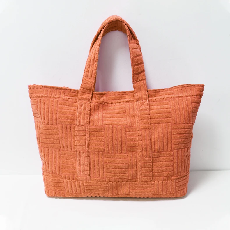 18*14*5.5 inches Terry Cloth Beach Towel Shopping tote Bag Reusable Durable Eco Friendly