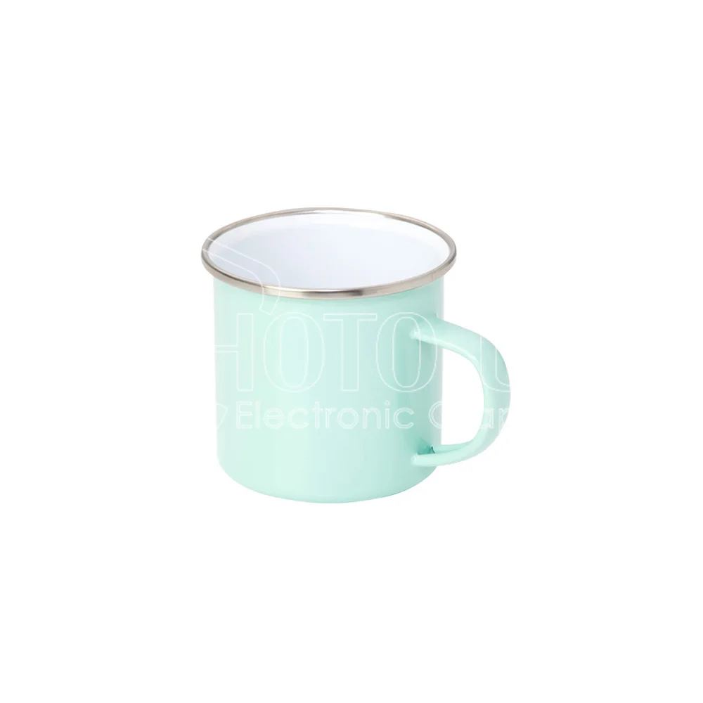 12 oz. Sublimation Blank Custom Macaron Colors Enamel Mug with Silver Brim