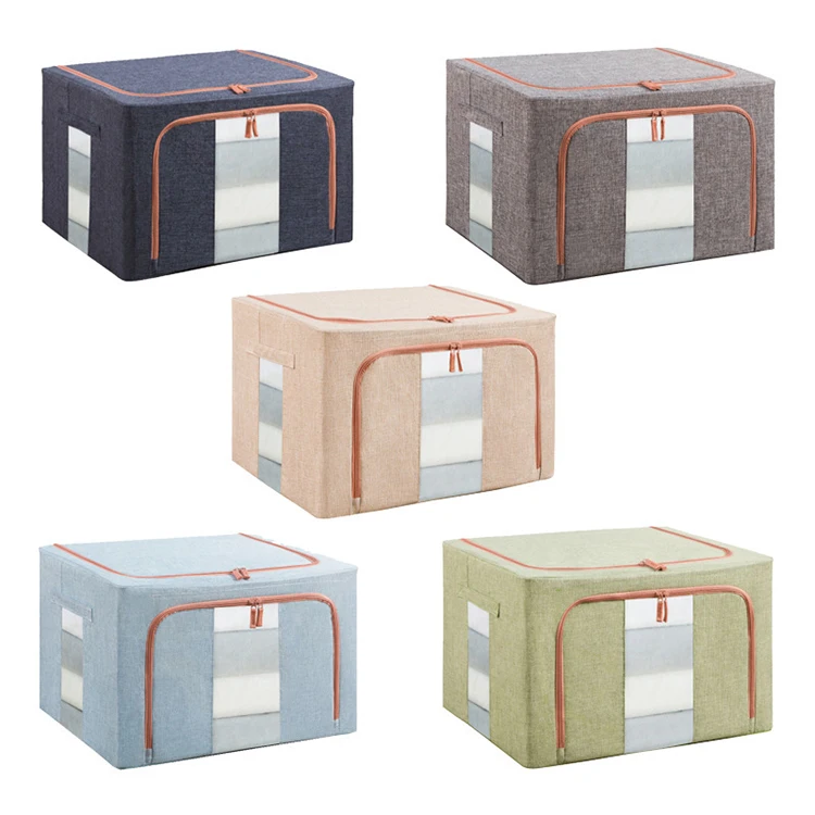 Steel frame storage box Household clothes organizer bag large Cotton and Linen Box
