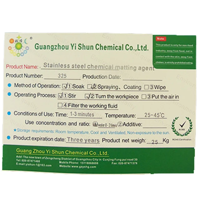 Series 3 chemical matte whitening agent for stainless steel