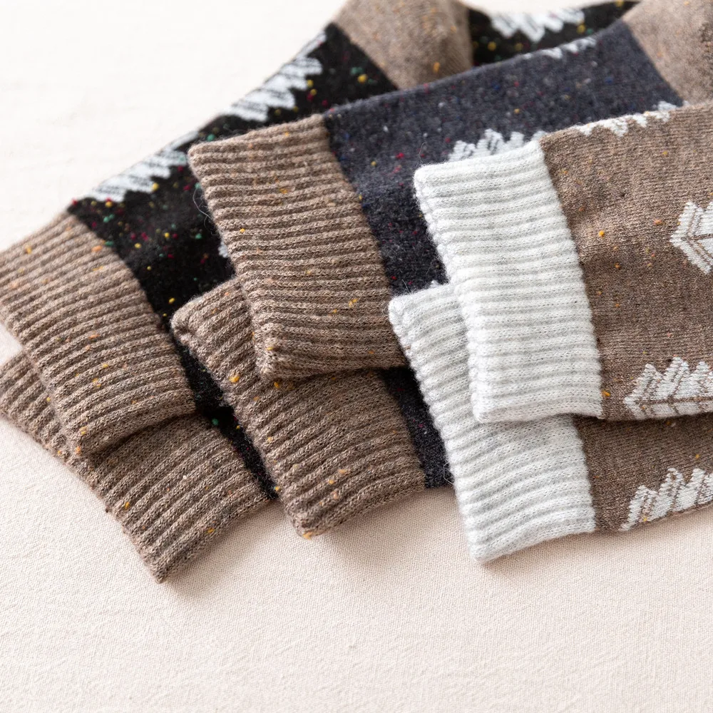 Custom Fuzzy Winter Warm Comfortable Tree Jacquard Wool Crew Socks For Girl Women Ladies