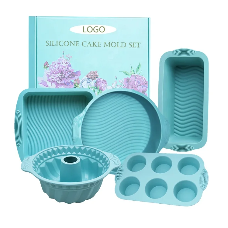 Baking Pan Supplier Tool Kit BPA Free Heat Resistant 5pcs NonStick Cake  Molds Silicone Bakeware Set For Muffin Cupcake Utensils