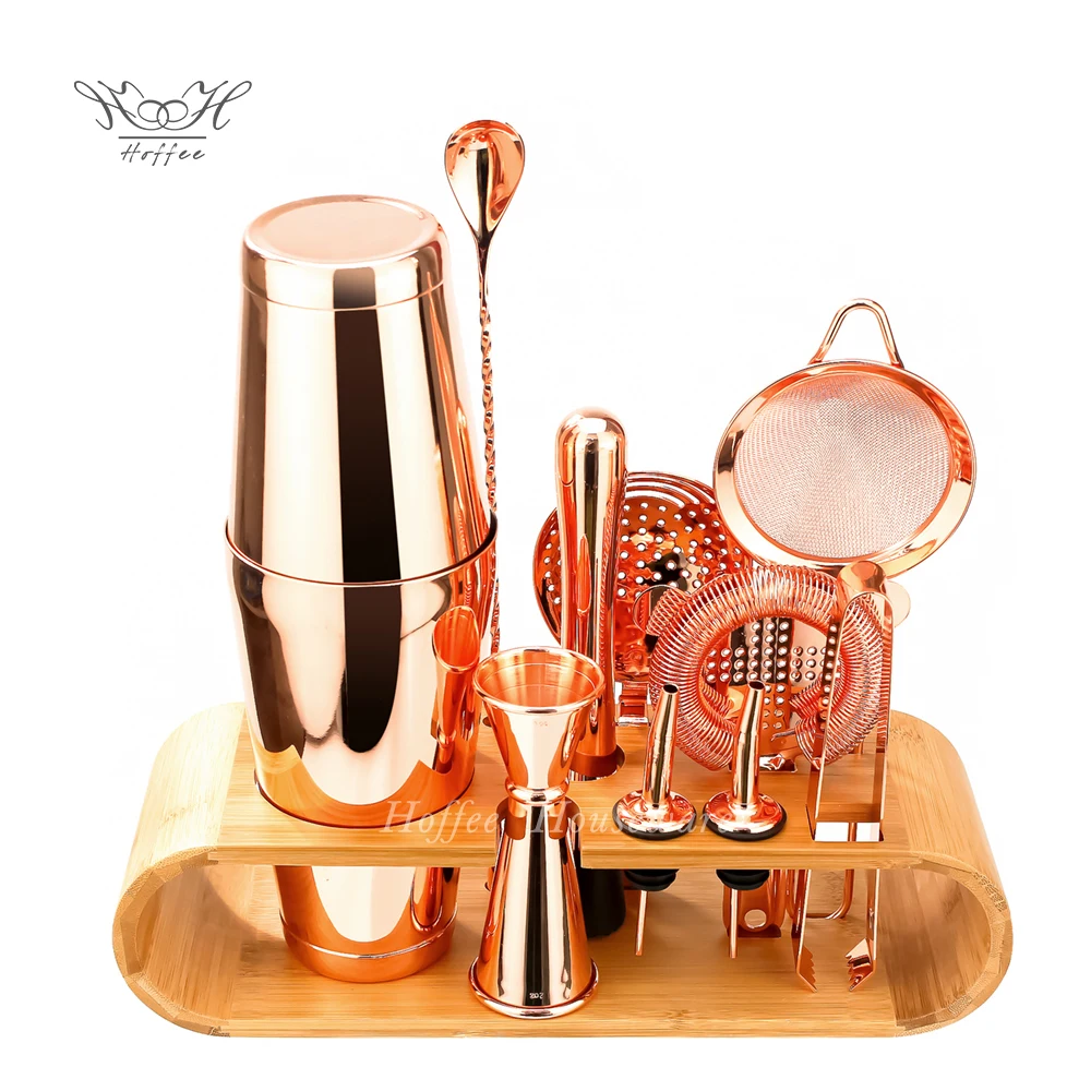 Stainless Steel Copper Plated 10-piece Bartending Supply Boston Cocktail Shaker  Maker Kit