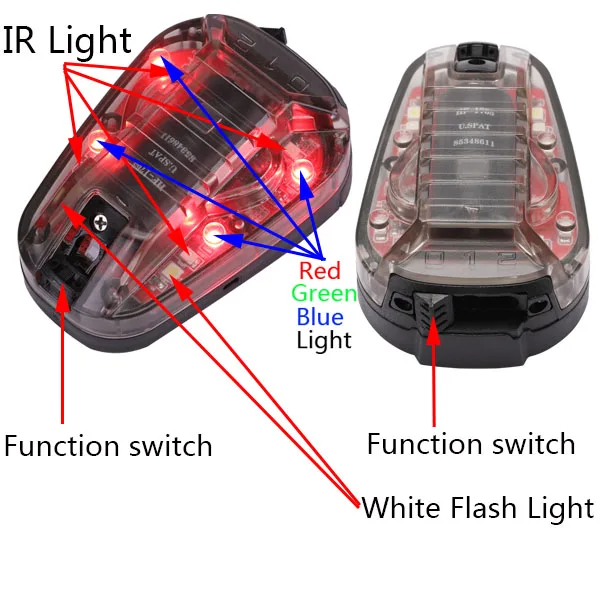 SeeMore Waterproof Ladybird Lamp Helmet Light Identification Light IR Visible LED Helmet Strobe Survival Signal Light