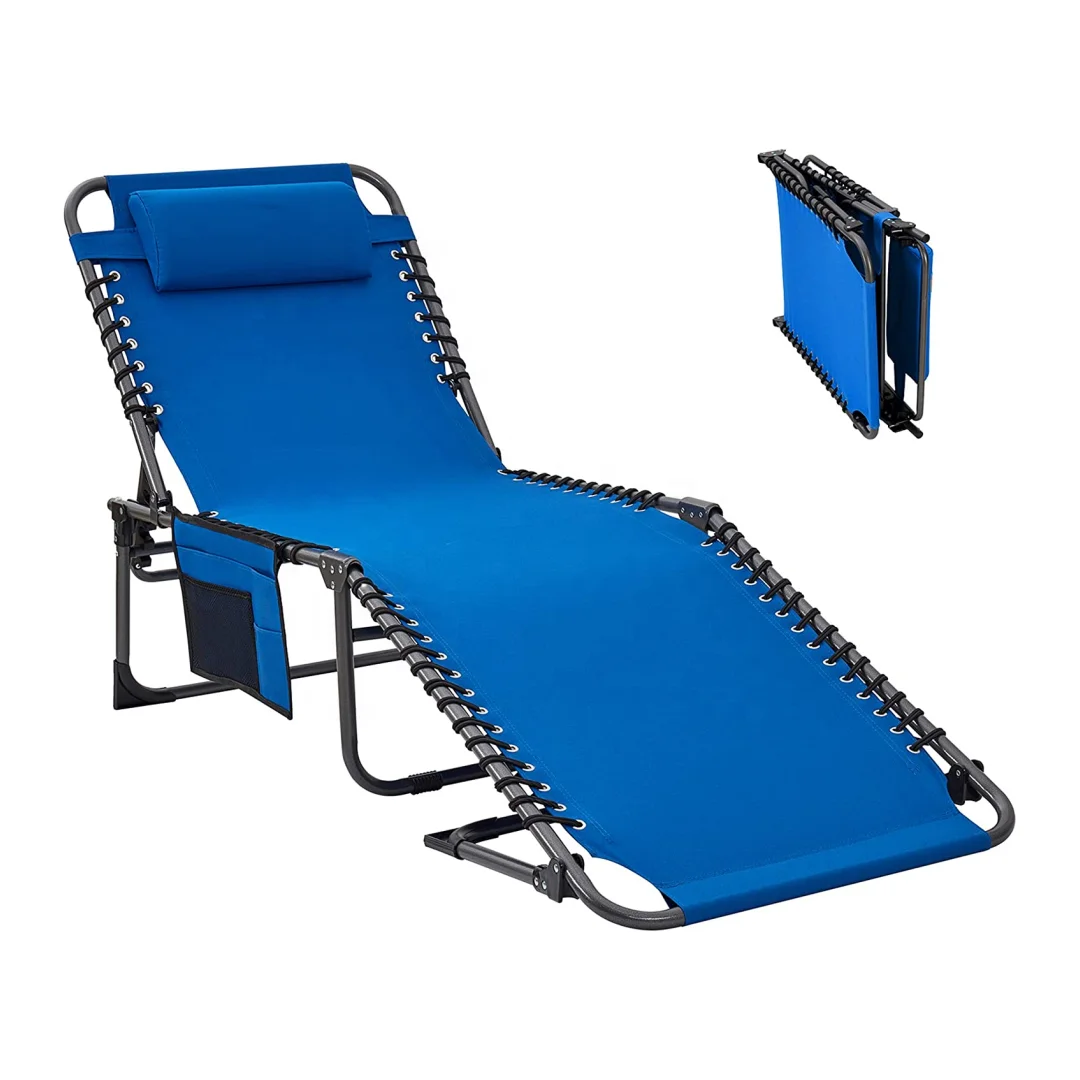 Outdoor picnic Portable steel aluminum patent steel comfortable folding bed camping bed Beach chair sun lounge