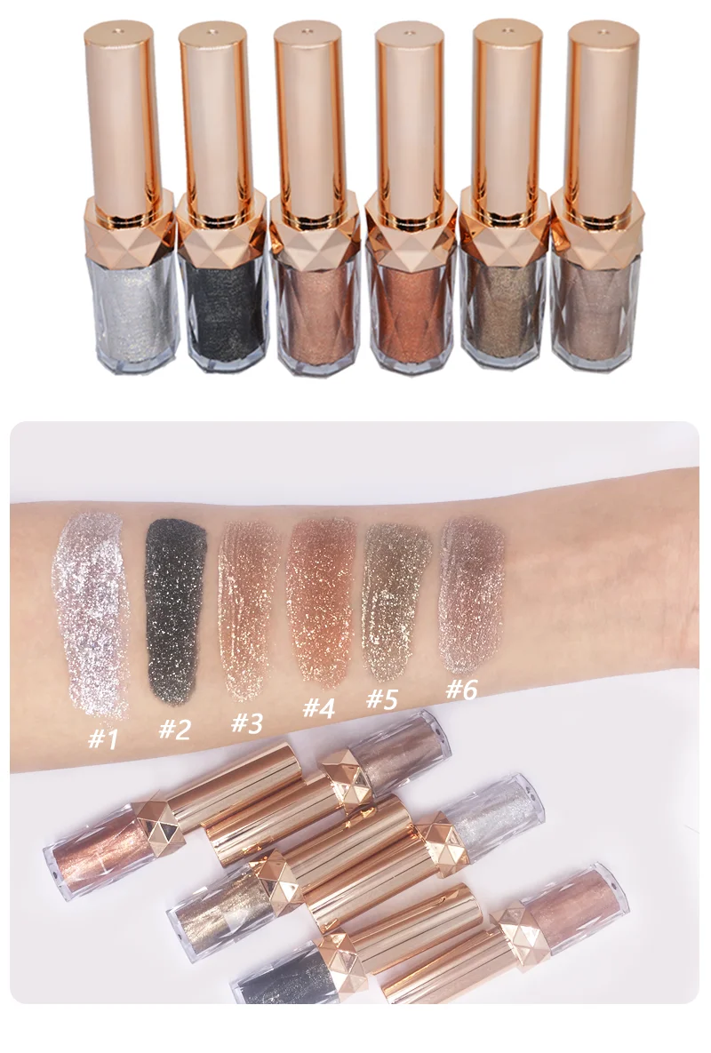 Private label high pigment cosmetic makeup products shiny liquid glitter eyeshadow vegan eyeliner