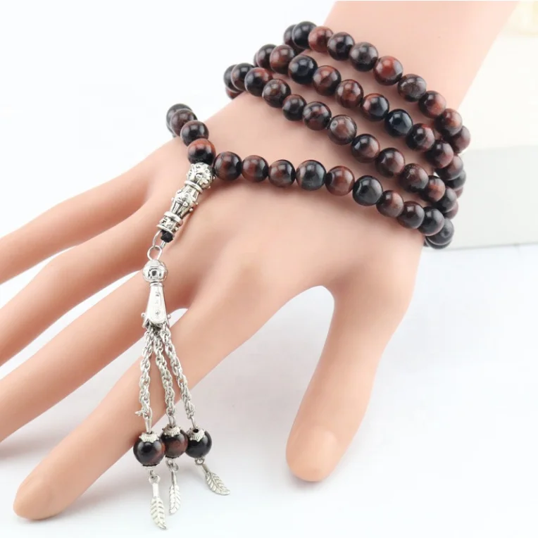 catholic rosary bracelet 99 pieces beads red Tiger Eye bracelet muslim islamic tasbih prayer beads