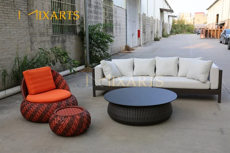 
Mixarts Patio Aluminum Table Top Rattan Wicker Coffee Tea Table 