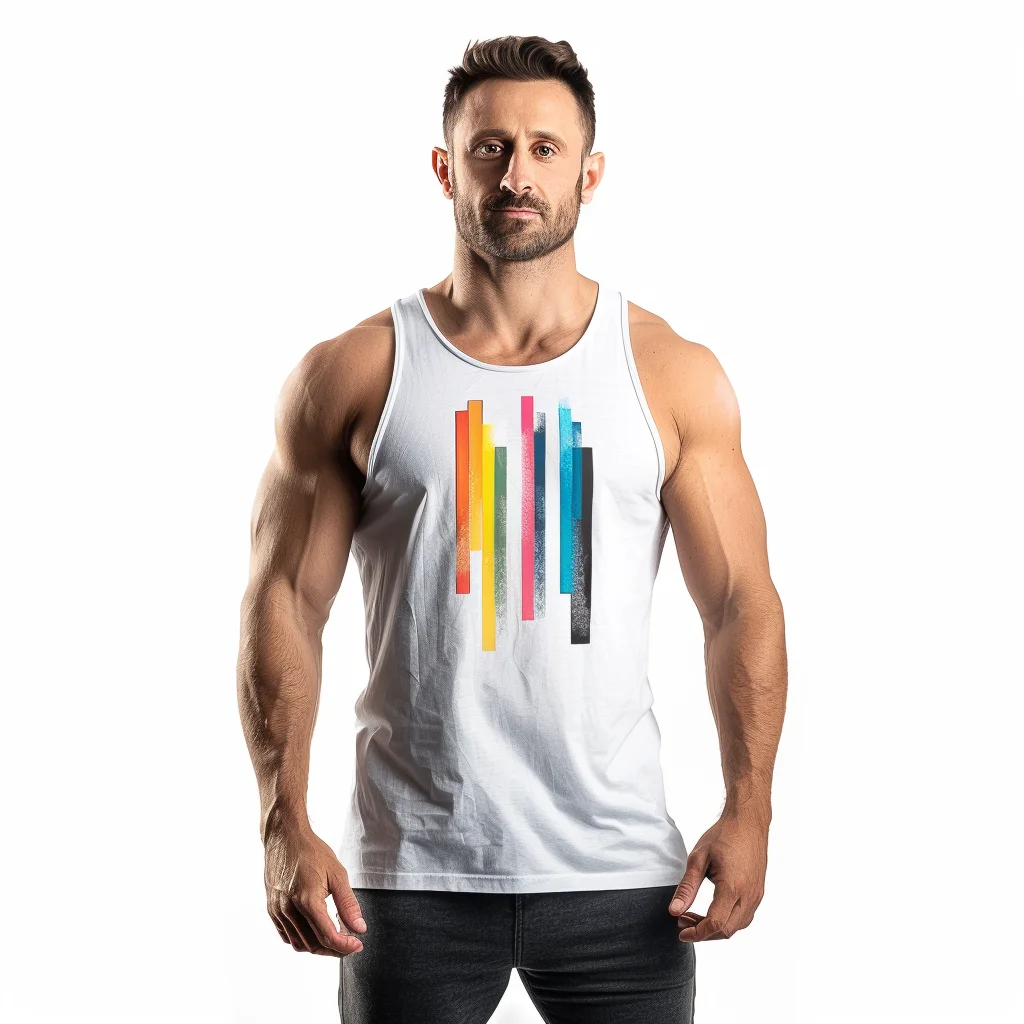 Мужская Спортивная майка с цветной трафаретной печатью