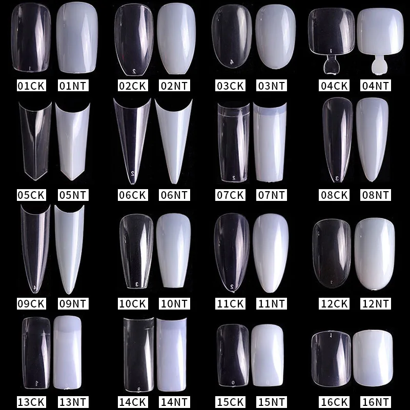 100/500PCS Artificial False Nails White Clear Pro Gule Abs False Nails Accessories and Manicure Tool DIY Nail Art Tip Decoration
