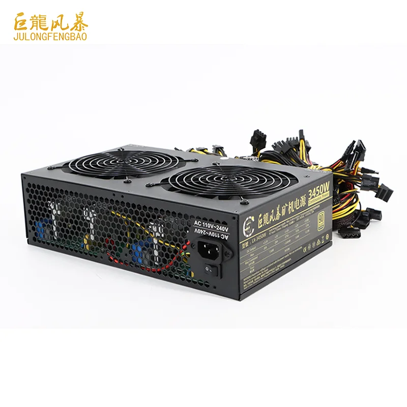 Блок питания 12GPU для видеокарт 3450 Вт 3600 Вт RTX3090 PSU ATX 12 В с двойным охлажд