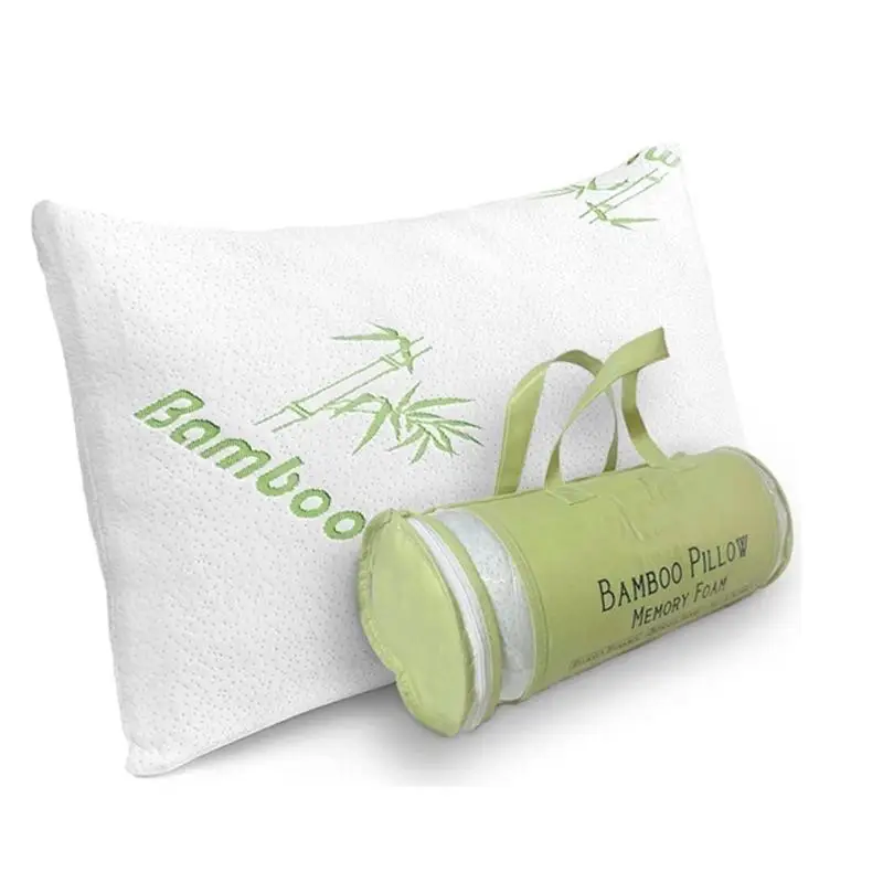 Bamboo standard bed pillow shredded memory foam pillow with zipper removable cover