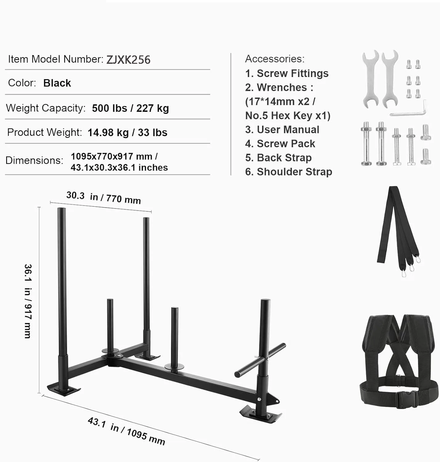 Weight Training Pull Sled Fitness Strength Speed Training Steel Power Sled Push Pull Gym Equipment Sled