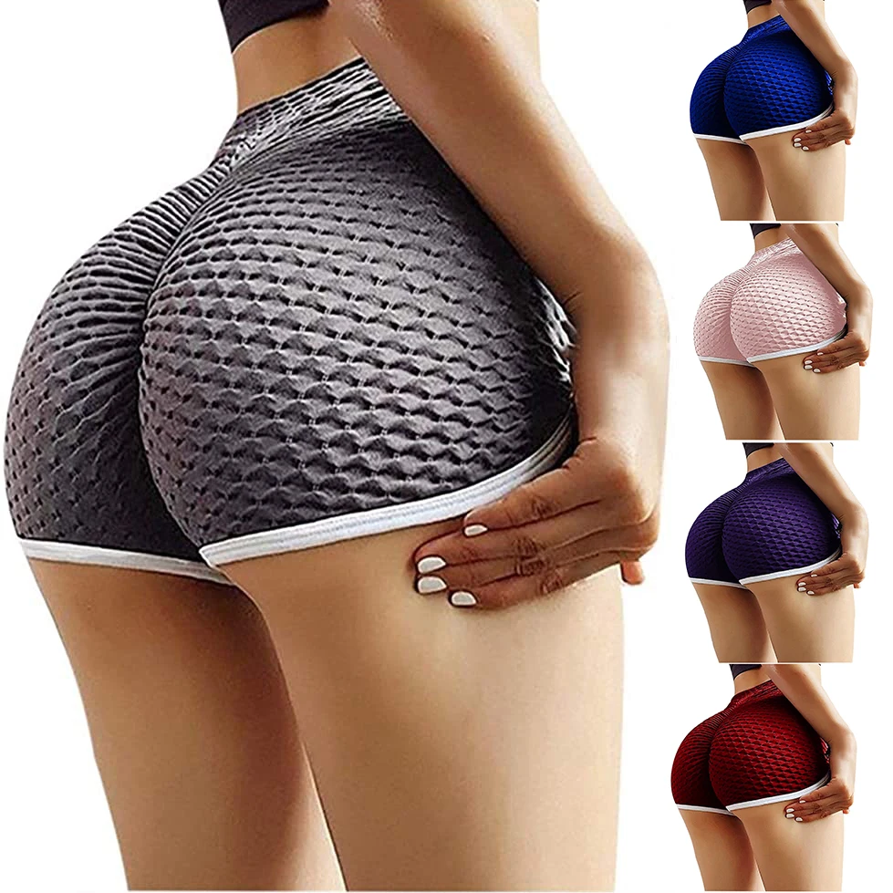
YD80016 - 2021 Custom women butt lifting yoga pants workout short leggings high waisted booty scrunch butt shorts 