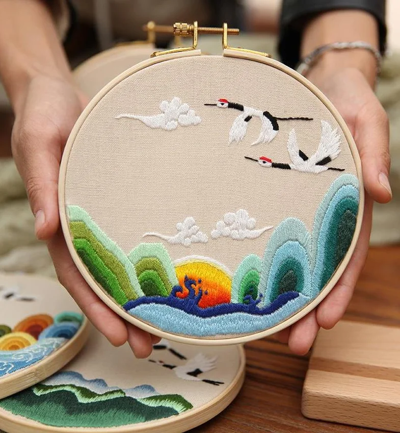 Ручная вышивка, сделай сам, набор из 4 сумок для экспортной печати, простая трехмерная вышивка крестиком