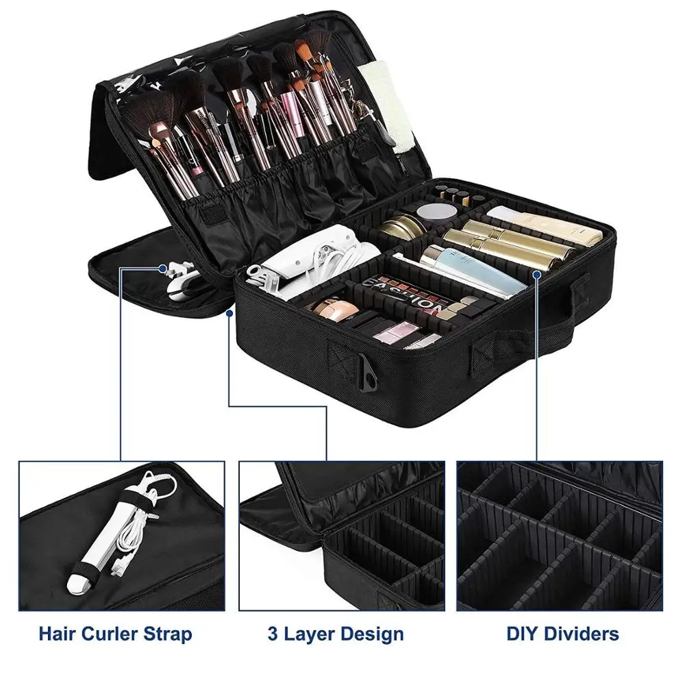 Hot Sale Custom Waterproof Brushes Makeup Bag Portable Artist Beauty Professional Make up Case Travel Organizer Cosmetic Bag