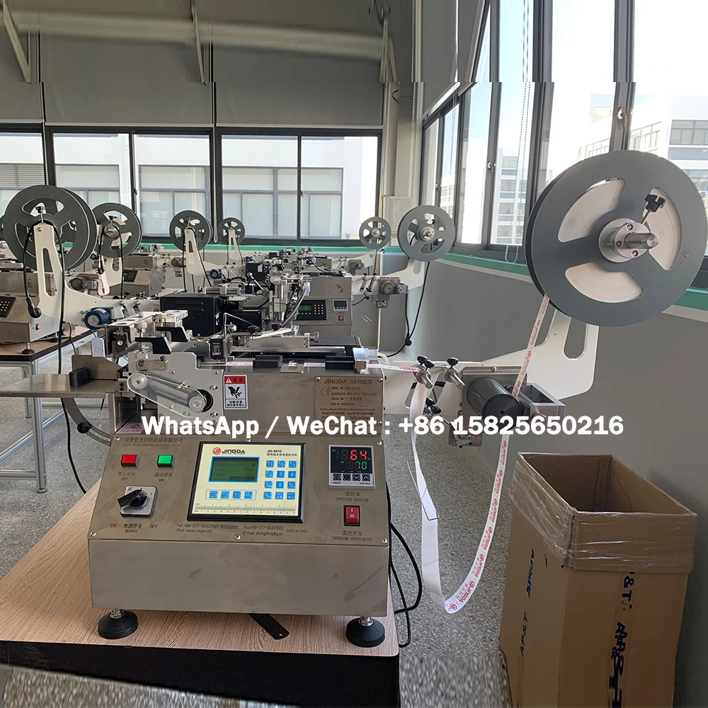 JQ-3010 600pcs/min High Speed Hot And Cold Knife Nylon Taffeta Label Cutting Machine For Polyester Ribbon Cotton Tape and Paper