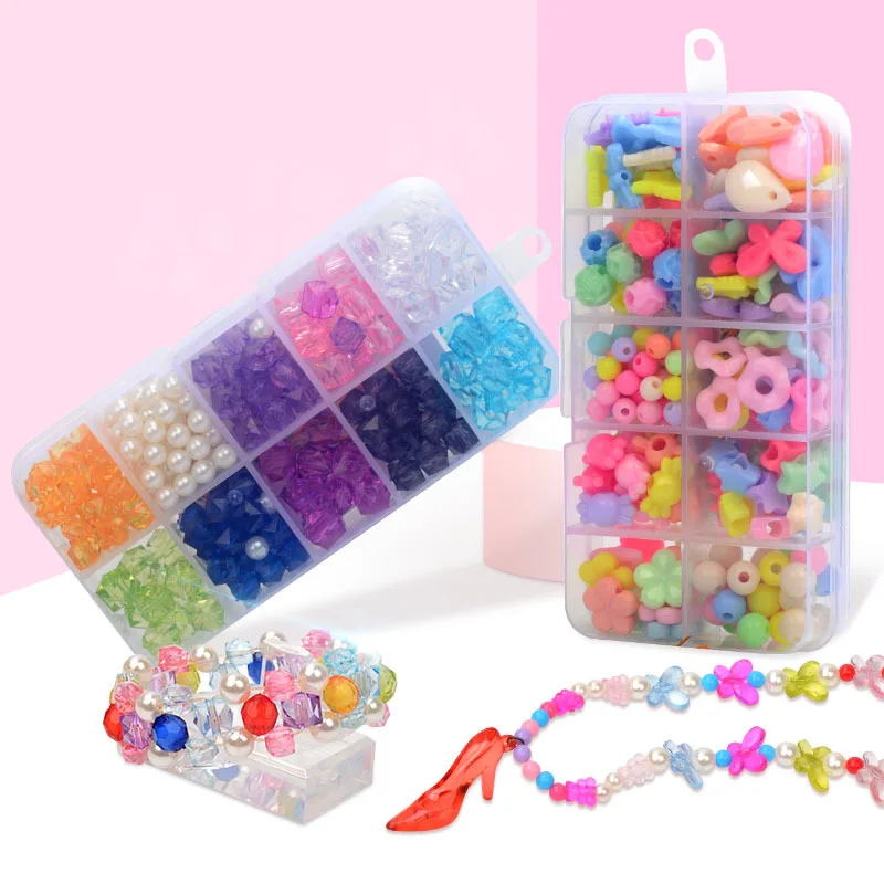 Kids DIY Toys Kit Girl Plastic Beads Spacer Loose Beads For Jewelry Making Diy Handmade Bracelet