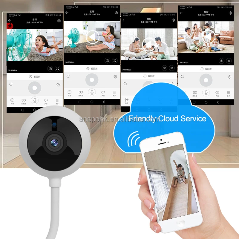 Anspo 1080P USB wifi Camera Mini Camera 2MP Wireless CCTV Surveillance Camera Home Security Baby Monitor with night vision
