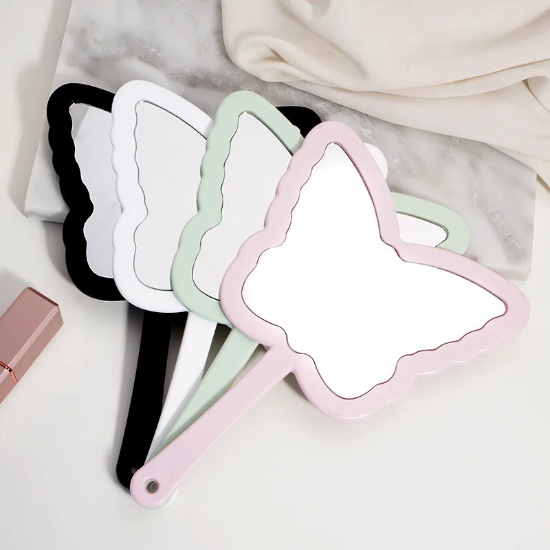 Hot Sales Custom Large Handheld Mirror Butterfly Design with LED Lighting Magnifying Makeup Hand Mirror Personalized Features