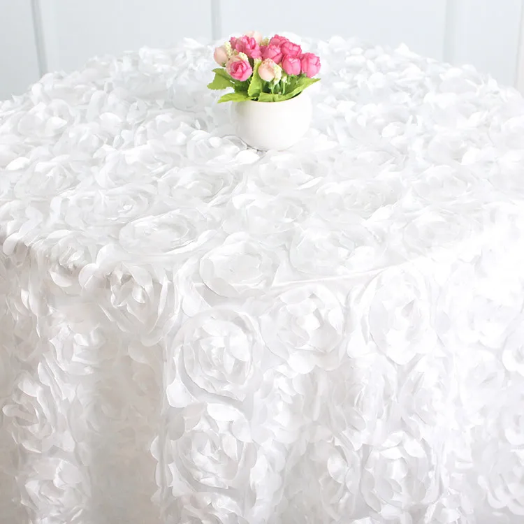 Wholesale Round Table Cover Wedding Party Event Rosette 3d Satin Tablecloth