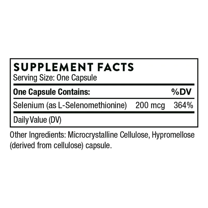 Частная Марка VeganThorne селен 200 mcg добавка для антиоксидантной поддержки 60 капсул