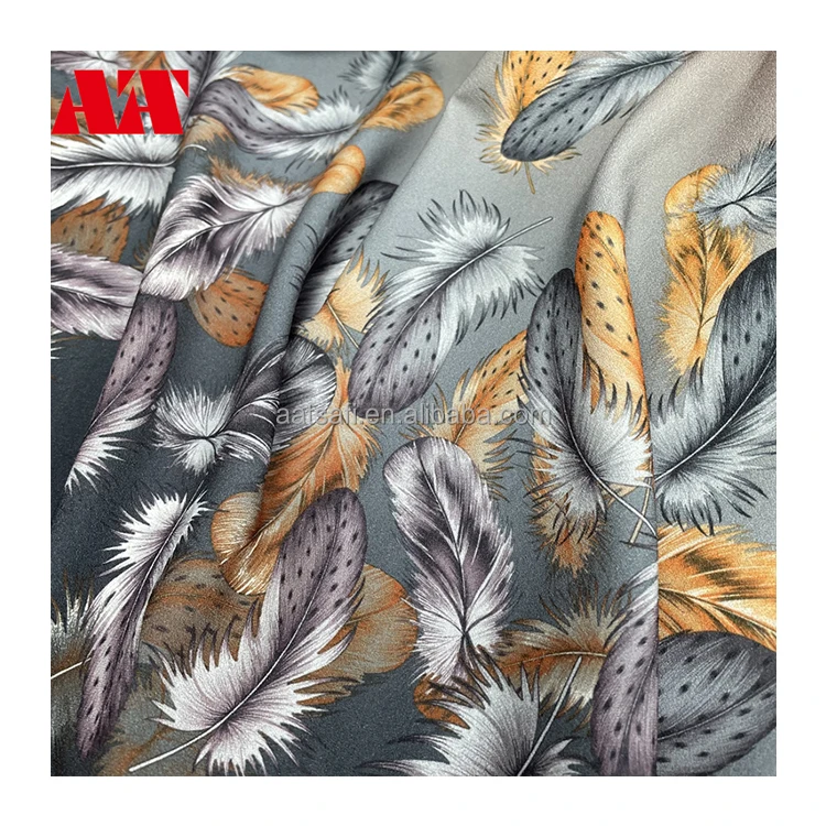 Korean Gradual Changed Colors Digital Print Fabric 95 Polyester 5 Spandex Polyester Feather Como Crepe Fabric