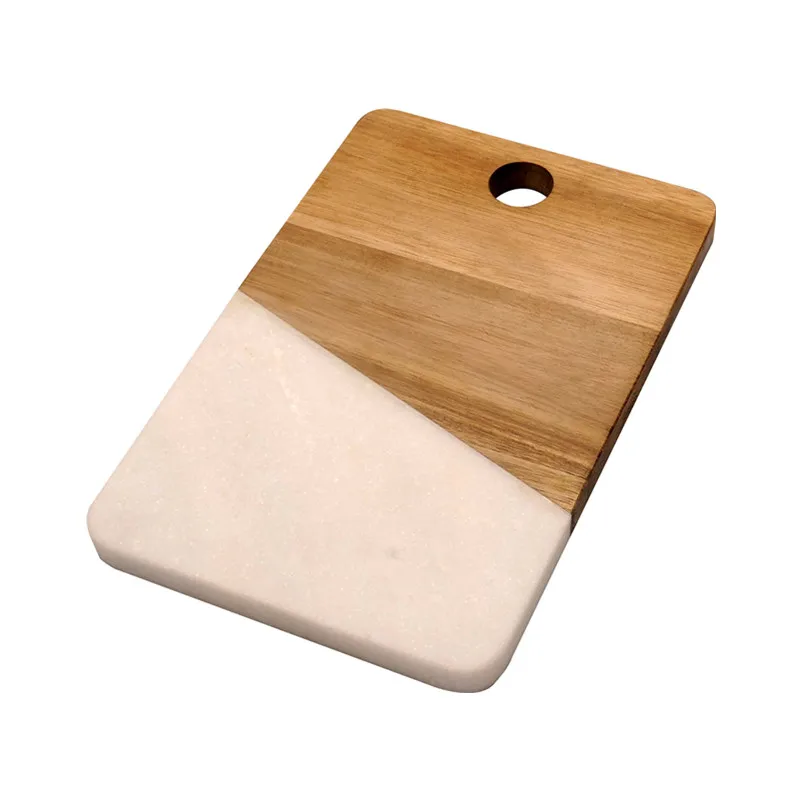 New Arrival Cheap Cutting Food Paddle Serving Natural Acacia Wood And Marble Chopping Board For Cheese Snack