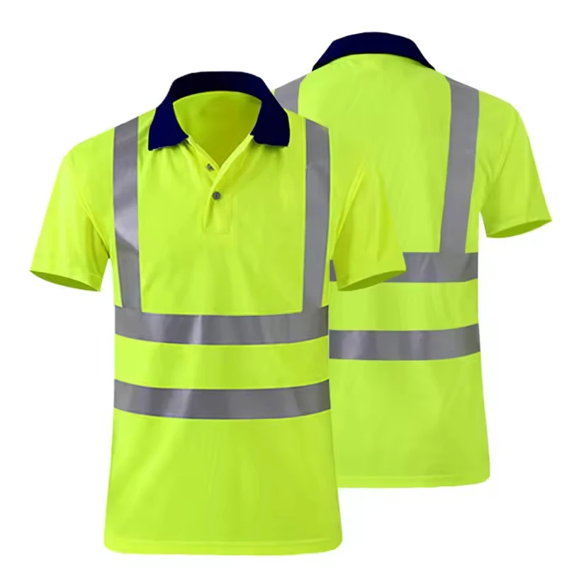 100% Cotton Safety Reflective Tee Shirts Hi Vis Work Wear Shirts for Construction Worker Security Road Cleaner Safety Clothes