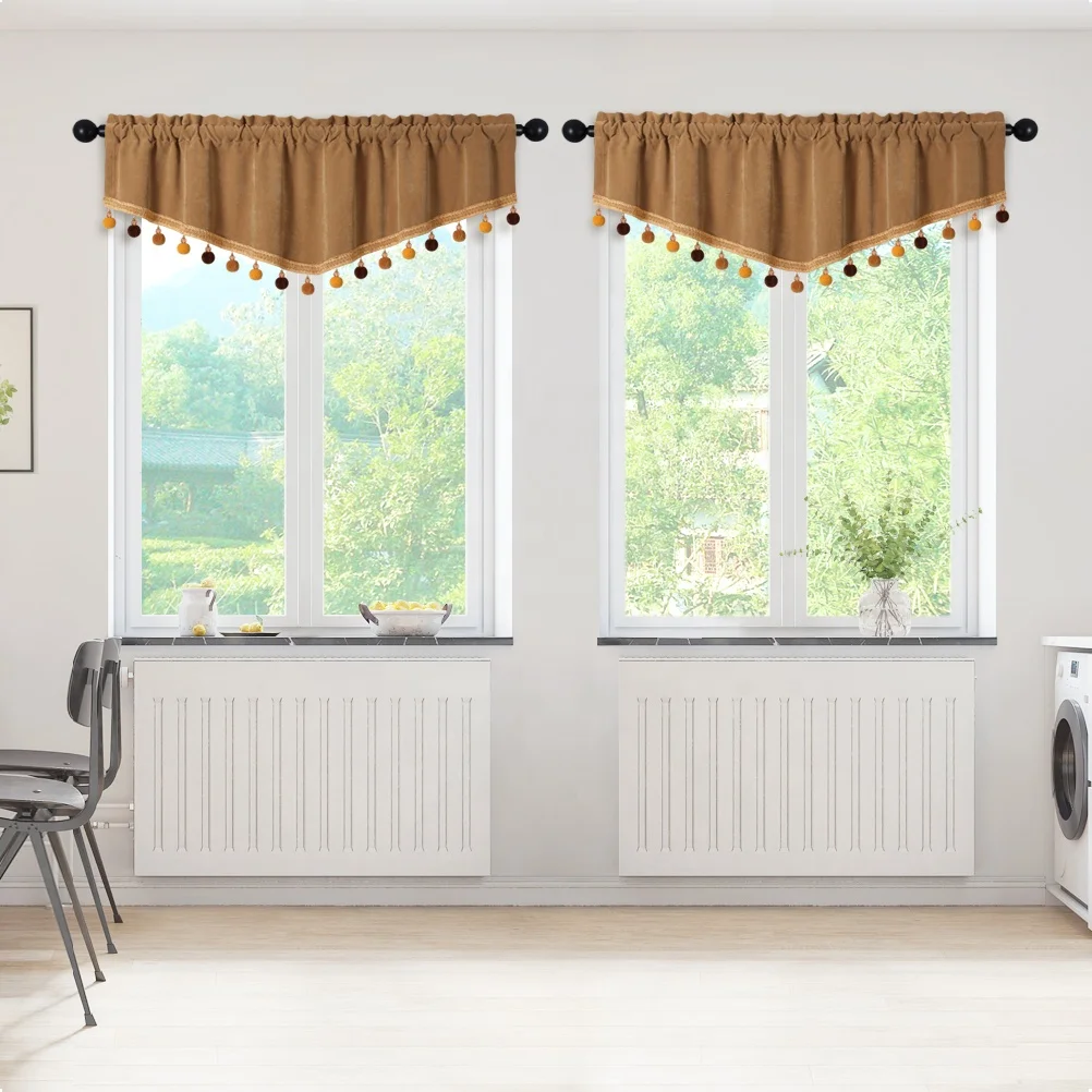 New Design Classic Solid Color Velvet Valance for Bedroom Kitchen Window Panels For Bathroom Ascot Curtain Tier for Living Room