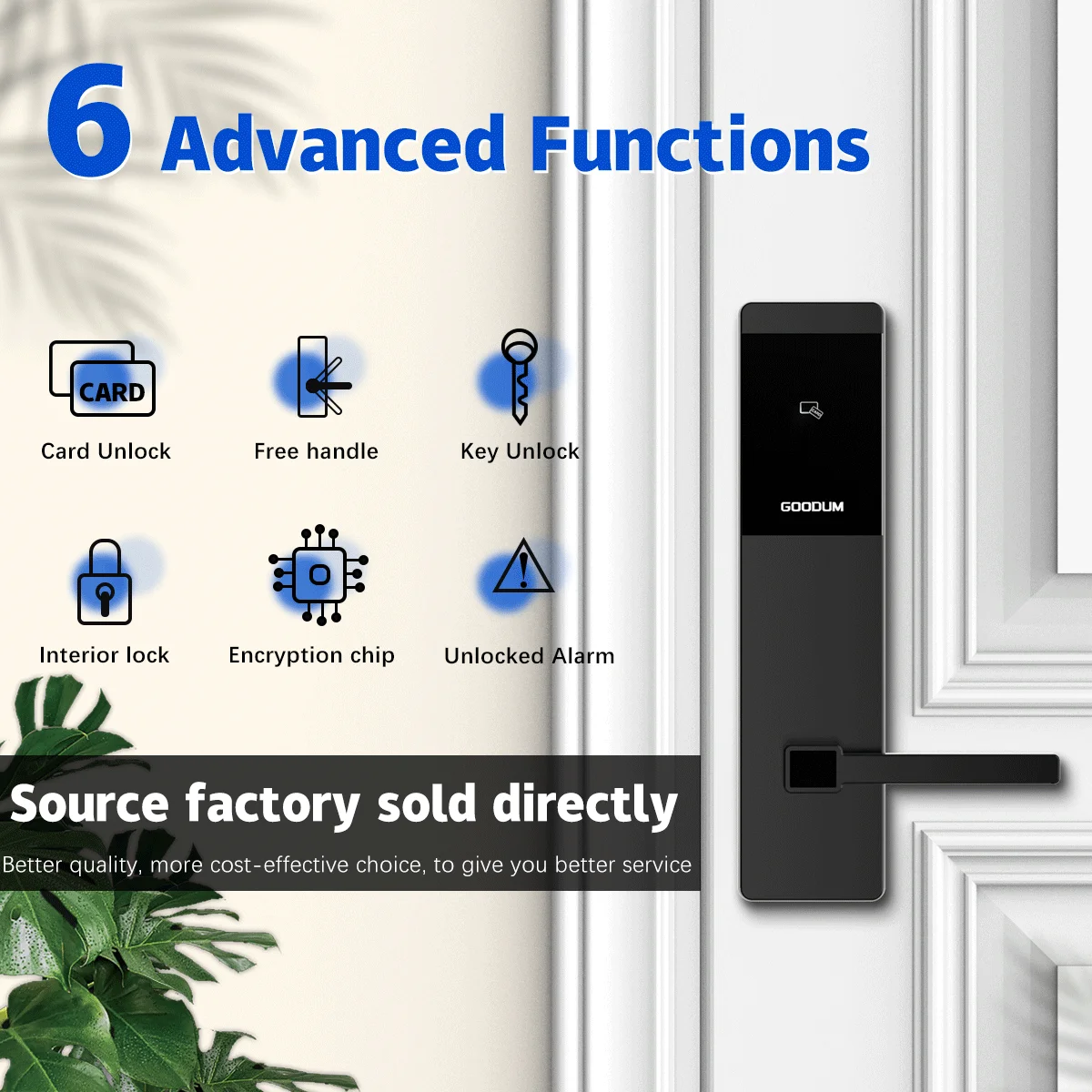 Goodum Aluminum Alloy Security Door Lock System Brass Door Hotel Entry Card Encoder Memory Card Data Storage Door Security Locks
