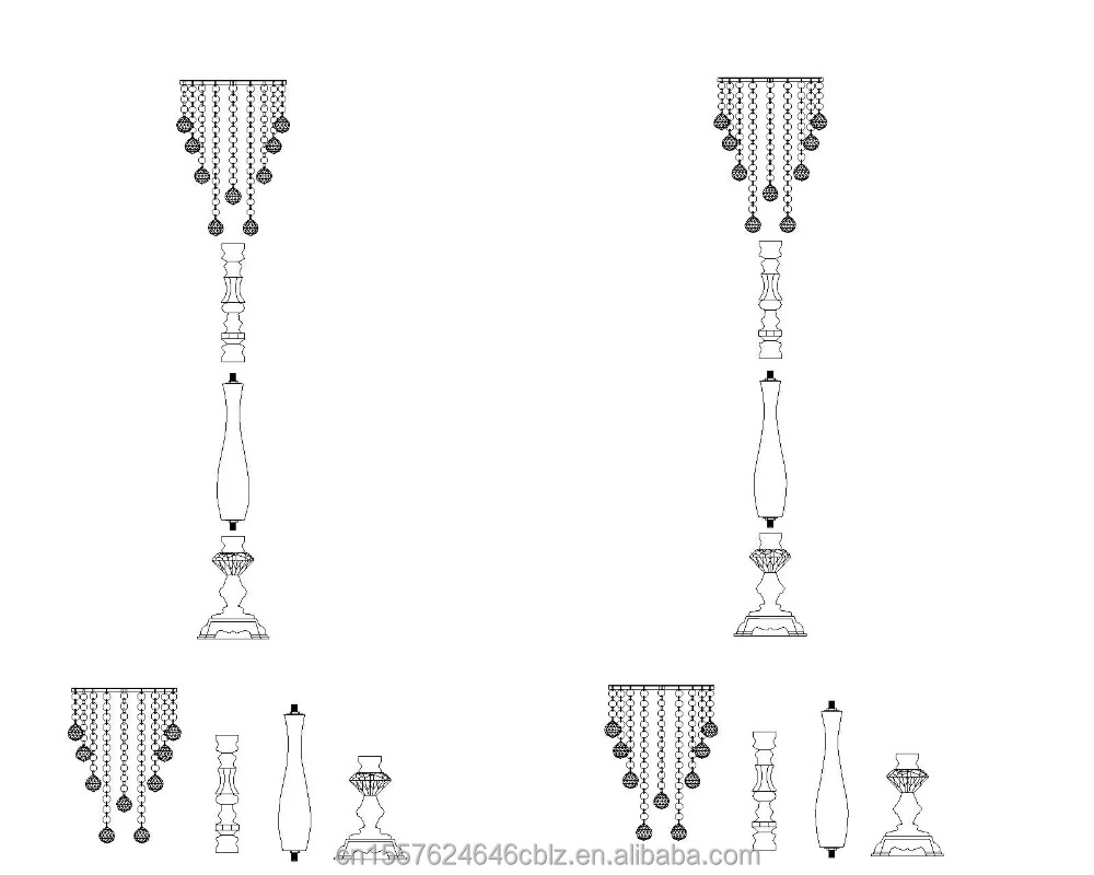 ZM014 Elegant Set of 4 Gold Flower Centerpiece Pedestal Stands - Perfect for Wedding and Event Table Decor