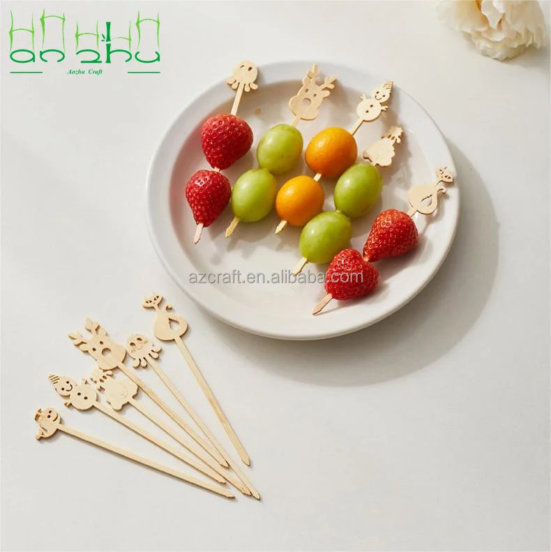 Factory Direct Sale Natural Beads Bamboo Food Picks Fruit Bamboo Skewer Party Cake Dessert Salad Sticks Pick