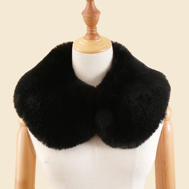 
New Fashion Black long hair Scarf Big fake faux Rabbit fur Collar for women Coat Scarves Collar 
