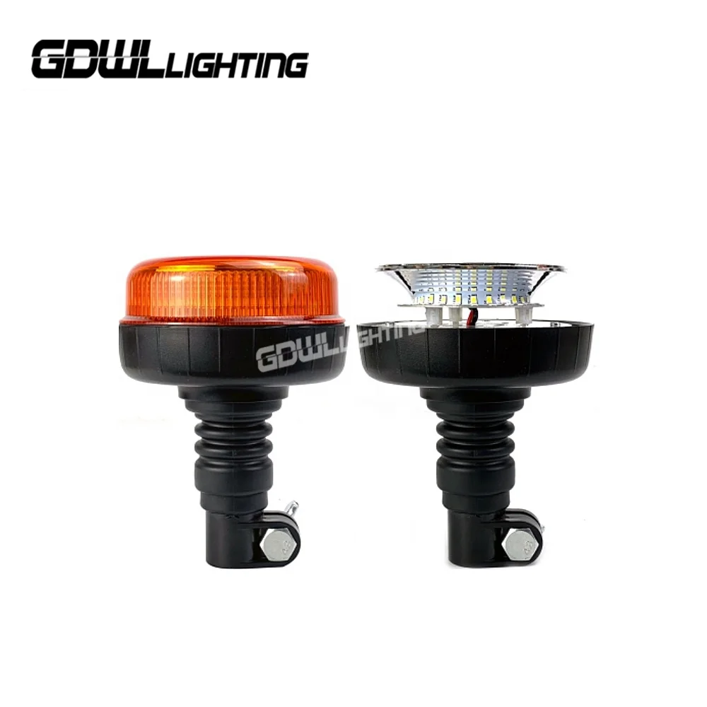 ECE R10 DC 12V/24V 12W LED Warning Flashing Light Amber Flexible Din Mount Rotating Beacon Lights