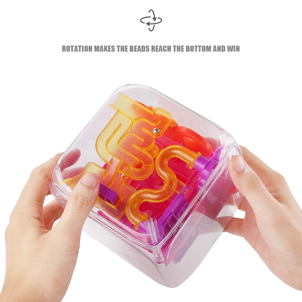 fidget game toy rolling ball 3d square maze cube puzzle with red blue color