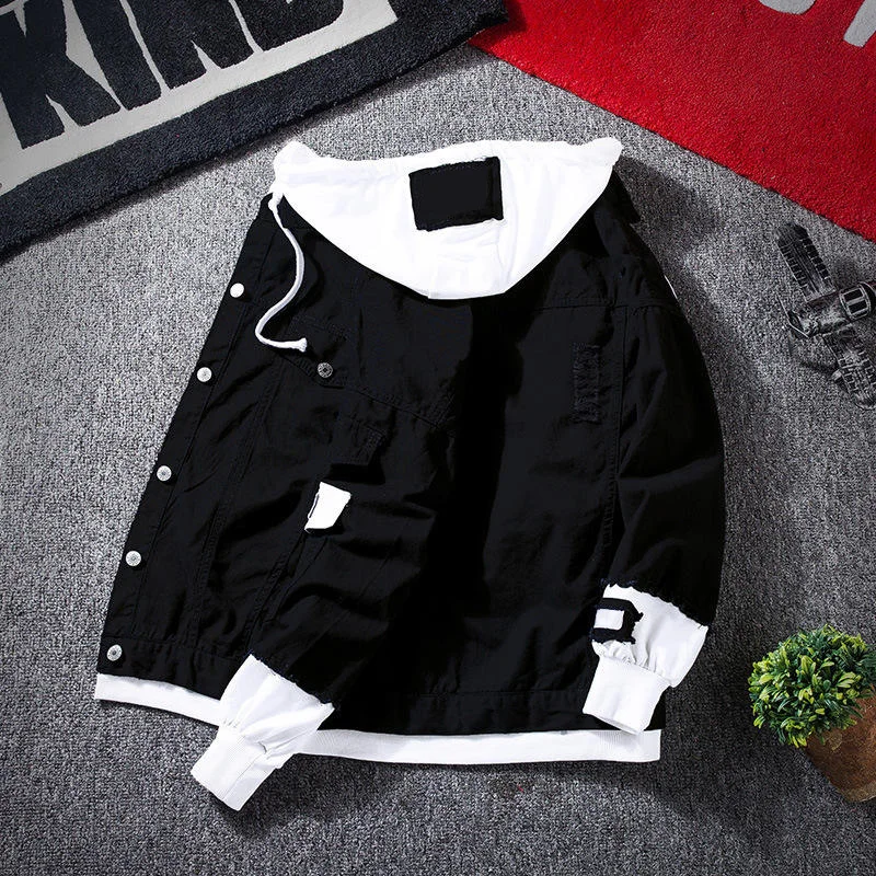 Customized Hooded Mens Jackets Slim Fit Street Trench Casual Sports Hip Hop Bomber Washed Mens Coats
