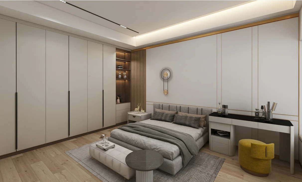 Grey Mini wardrobe bedroom furniture open wardrobe modern 6 door wooden wardrobe