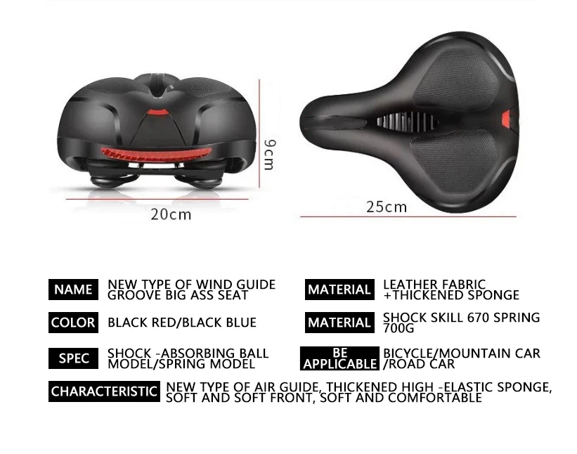 Hot Sale Shockproof Cushion Soft Comfortable Softwidening High Elastic Shock Absorption Mountain Bike Deep Dent Bicycle Saddle