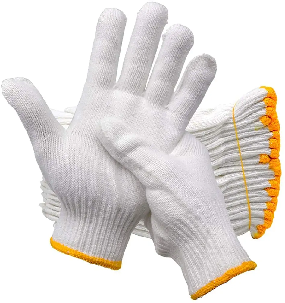 Factory Direct Wholesale Manufacture White Cotton Gloves 7/10 Gauge Construction Hand Protective Work Glove For Industry