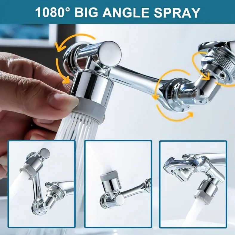 Extender Faucet Aerator Plastic Splash Filter Kitchen Washbasin Faucets Bubbler Nozzle Robotic Arm Universal 1080 Rotation tap