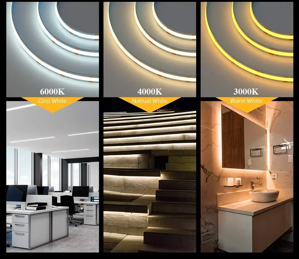 2024 New Design Flexible COB LED Strip 5V 12V 24V RA 90 Colorful LED StripLight Decoration Light