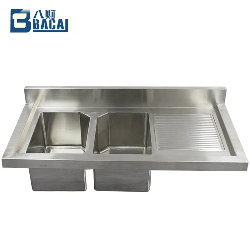 Double Bowl Thickening With platform Stainless Steel Kitchen Sink  for restaurant Commercial customization