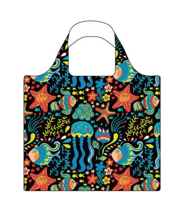 Foldable RPET Shopping Bag ECO Friendly Recycle Polyester Folding Shop Bags for Supermarket