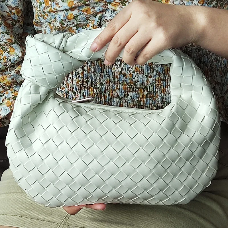 Wholesale Fashion Shoulder Bag Purse Woven Handmade Hobo Hand Clutch Bag knotted Women Handbag PU Leather Woven HandbagsHot